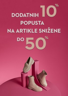 Dodatnih 10% popusta na obuću sniženu do 50% 